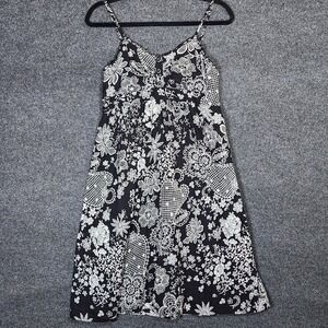 No Boundaries Black White Floral Babydoll Dress Y2K Whimsigoth Cotton Juniors M